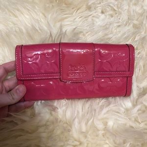 Coach pink patent leather wallet